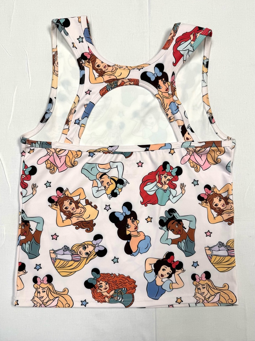 Made by Molly Disney Princess Graphic Racerback Crop Tank Top White L - Picture 2 of 6